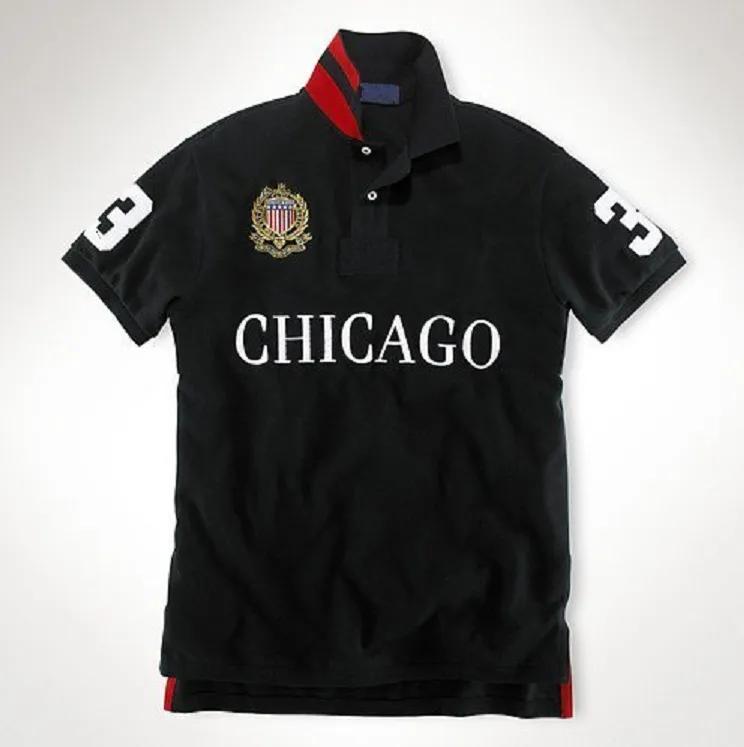 Polos T-shirt homme manches courtes T-shirt CHICAGO City édition brodé Polos décontracté sport T-shirt homme S-5XL