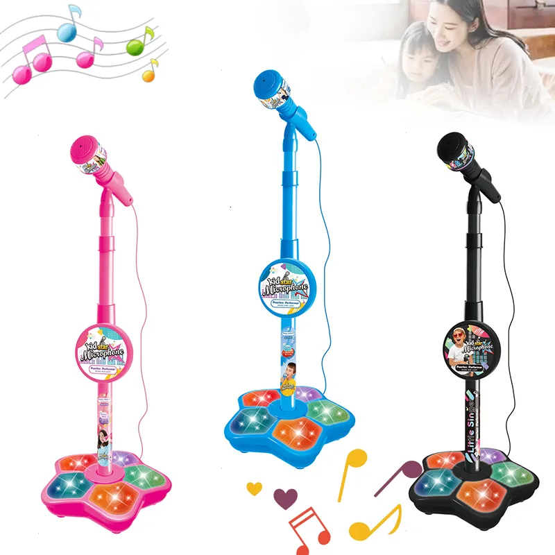 Trummor Percussion Kids Microphone With Stand Karaoke Song Music Instrument Toys Braintraining Education Toy Birthday Present for Girl Boy 230311