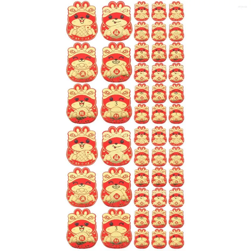 Emballage cadeau 48 pièces 2023 enveloppe rouge cadeaux chinois Hongbao sac d'argent enveloppes en espèces papier fournitures de fête du printemps