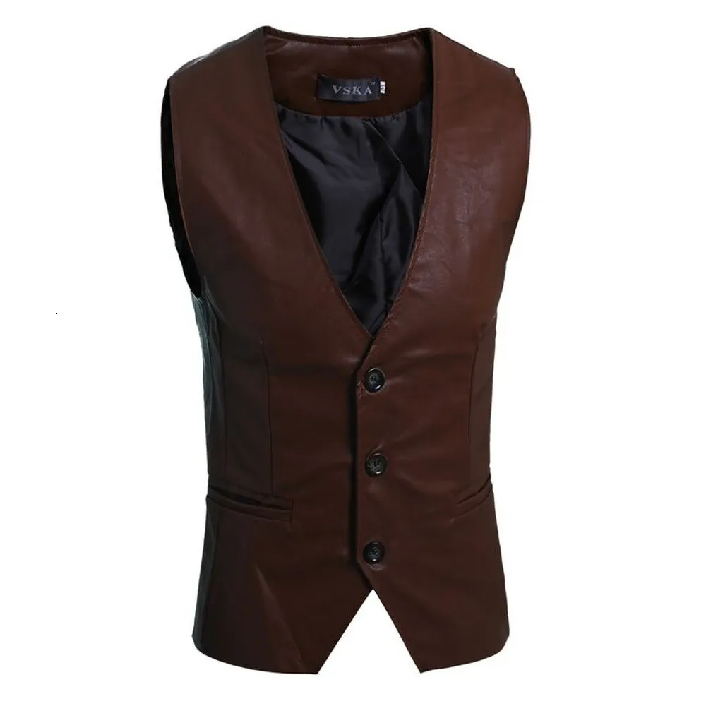 Men's Vests ZOGAA men's vest simple and versatile leather slim fit 230311_voghion.com