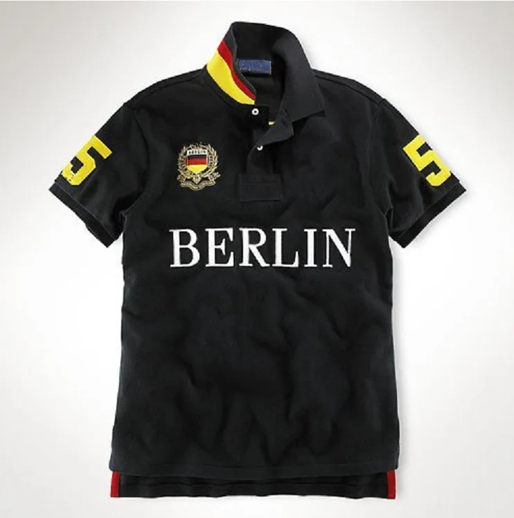 Polos T-shirt homme manches courtes T-shirt BERLIN City édition brodé Polos décontracté sport T-shirt homme S-5XL