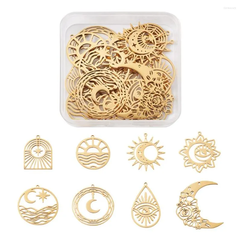 Anhänger Halsketten 16-100 Stück/Box 304 Edelstahl Stern Mond Charms Anhänger für Mode Ohrring Armband Halskette DIY Schmuckherstellung