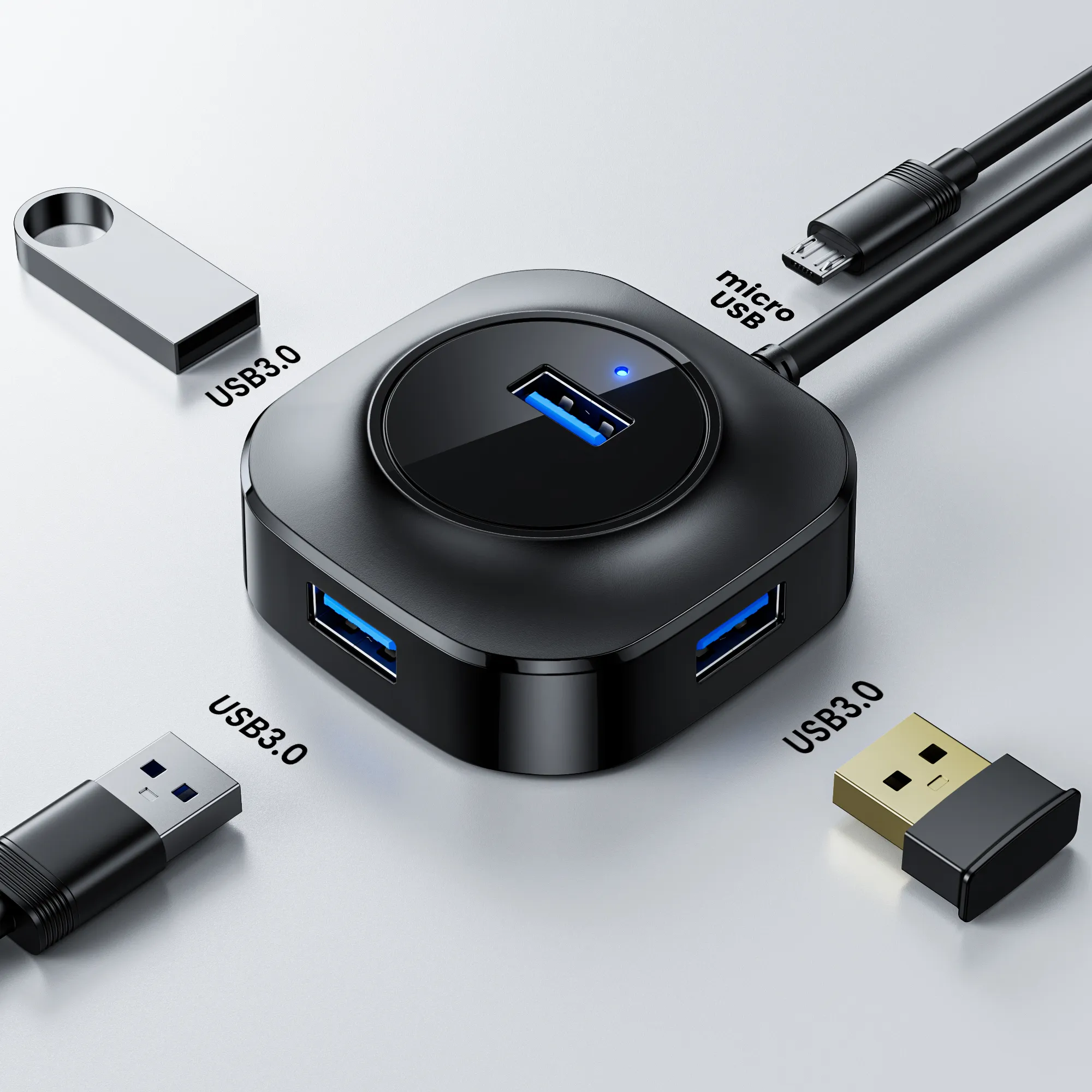 HUB USB 3,0 Tipo C, Divisor Multi USB Para PC, Expansor De 4 Puertos USB  Múltiple, Alta Velocidad, 3 Hab, Mini Lector De Tarjetas Micro USB De 3,42  €