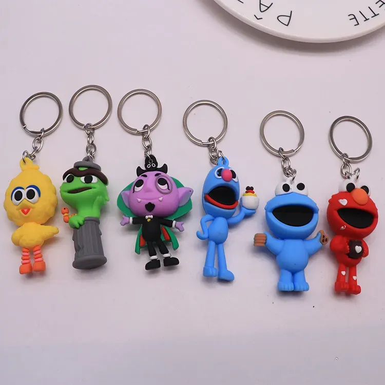 Decompression Toy Kawaii Sesame Street Keychain Cartoon Doll Soft Squishy Key Rings Car Backpack Keyholder Cute Key Buckle Gifts for Kids