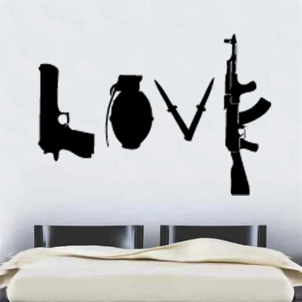 Banksy Love Weapons Wall Sticker Art Graffitti Street Vinyl Wall Decal Home Decor231X
