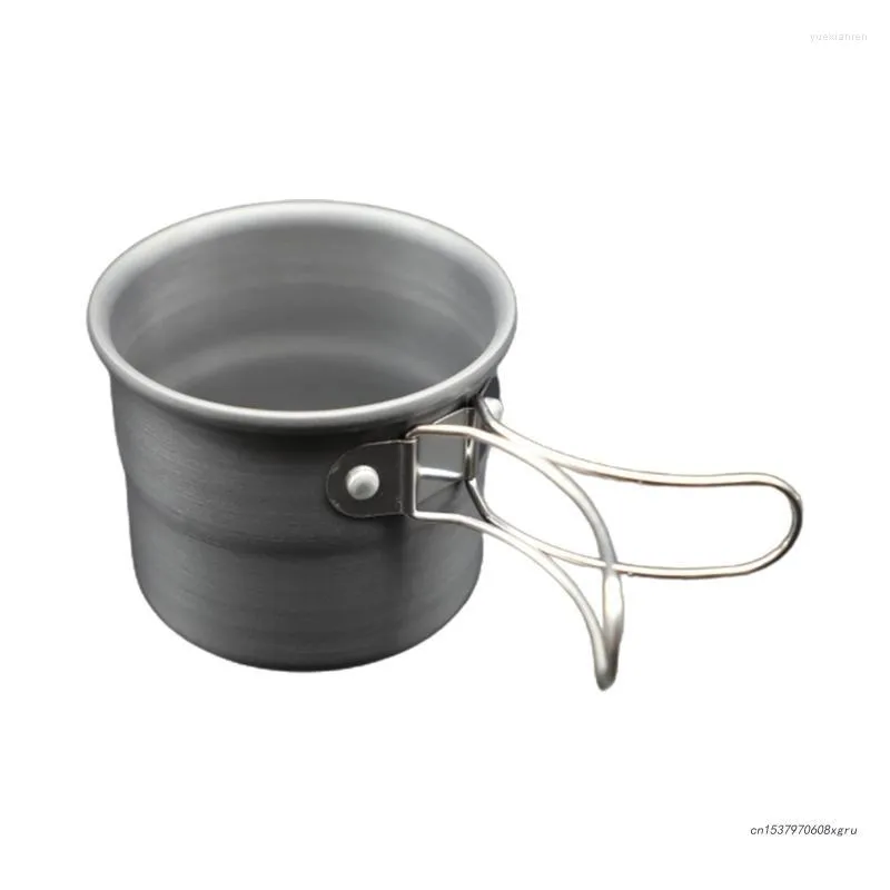 Tassen Untertassen Aluminiumlegierung Kaffee Wasser Tasse Klappgriff Tragbare Outdoor-Reise Camping Wandern Becher Picknick Ausflüge Werkzeug