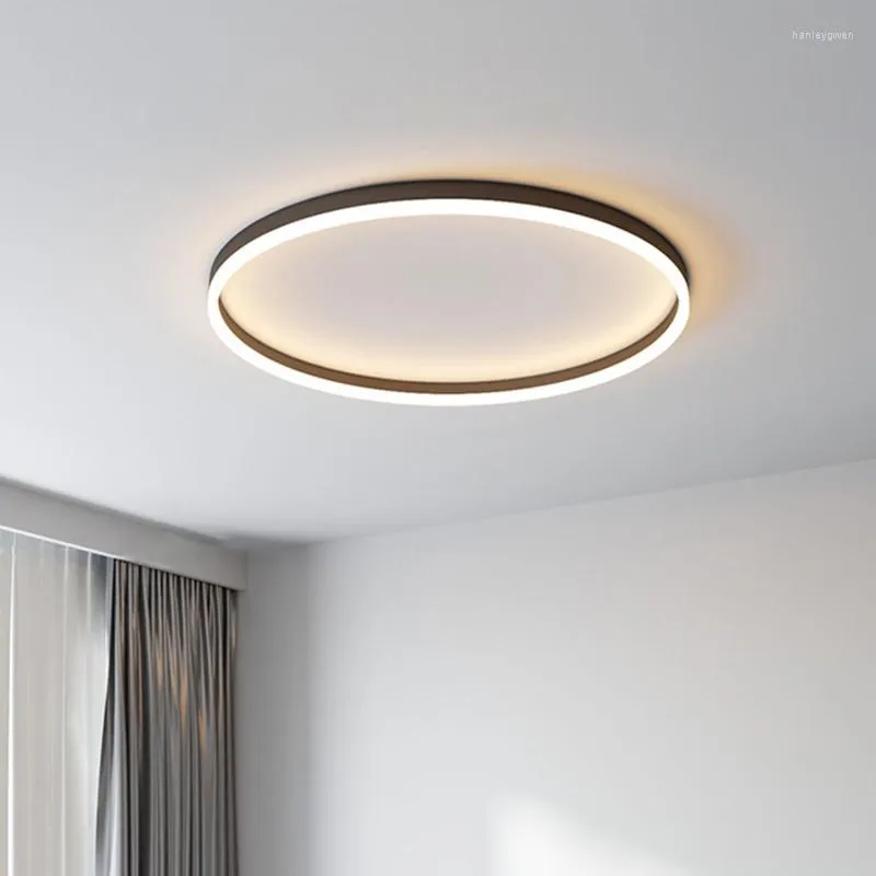 Plafondlampen Minimalisme LED Cirkel armaturen met dimbare eetkamer Slaapkamer Studie Decor Round Black Gold Lamp
