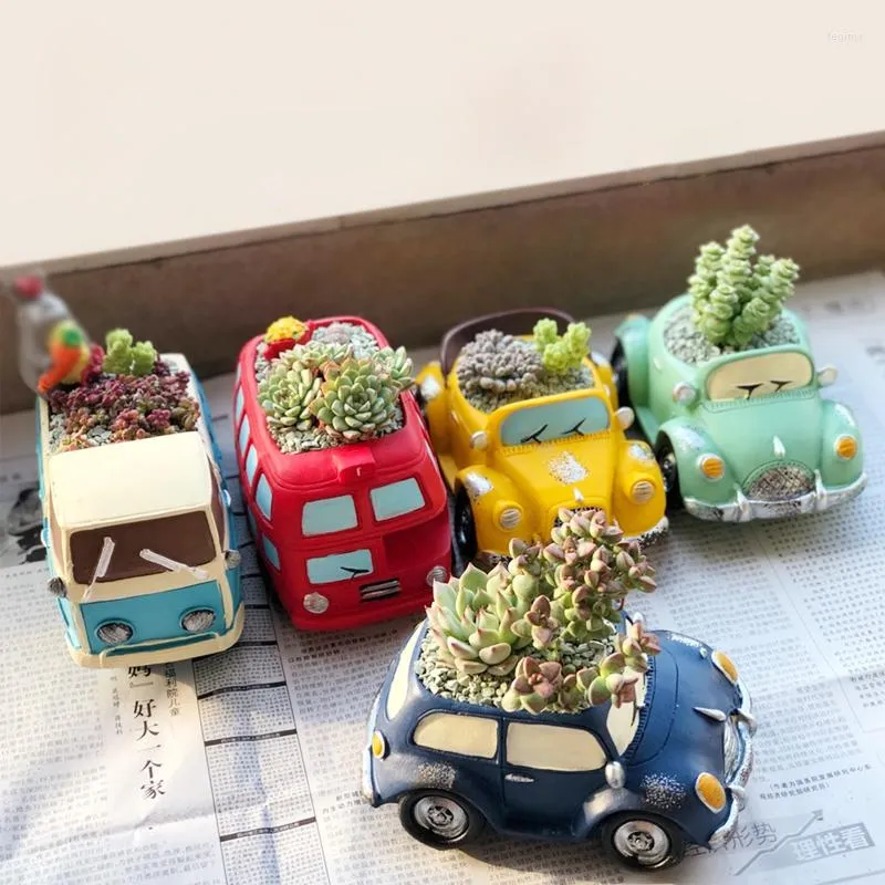 Vintage Kawaii Mowgli Car Cartoon Car Shaped Resin Flowerpot For