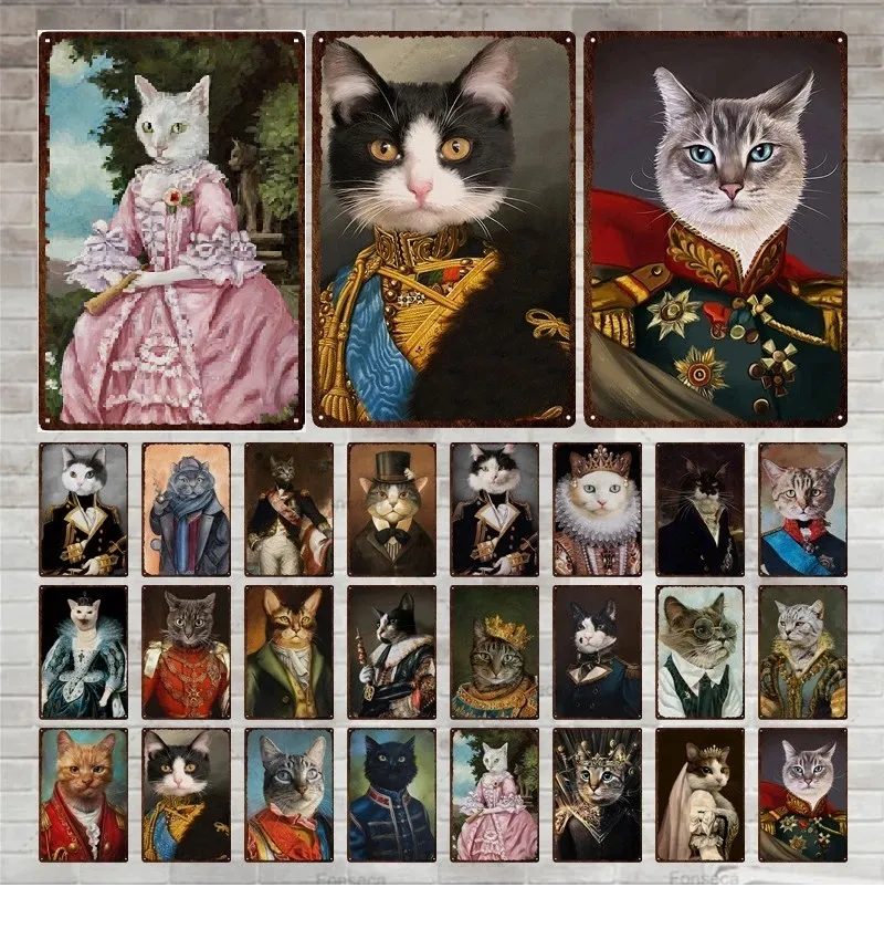 Benutzerdefinierte coole Katze Gesicht Kunst Malerei Metallschild Vintage lustige Katze Gesicht Blechschild Metall Vintage Bar Vintage Wanddekoration Bar Club Loch Metall Poster Plakette Größe 30X20CM w02