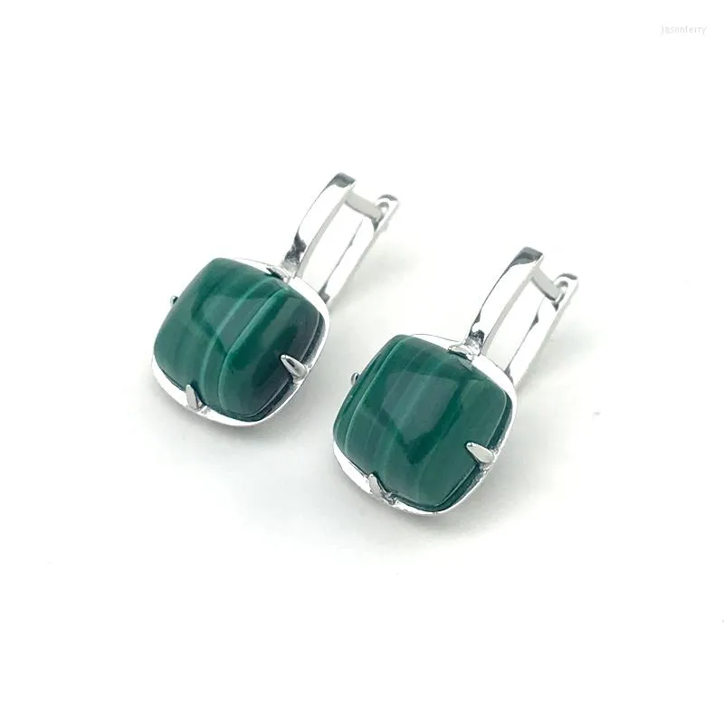 Studörhängen Natural Malachite Sterling 925 Silver Gemstone 10mm Fina smycken för kvinna Bröllopsfest födelsedagspresent