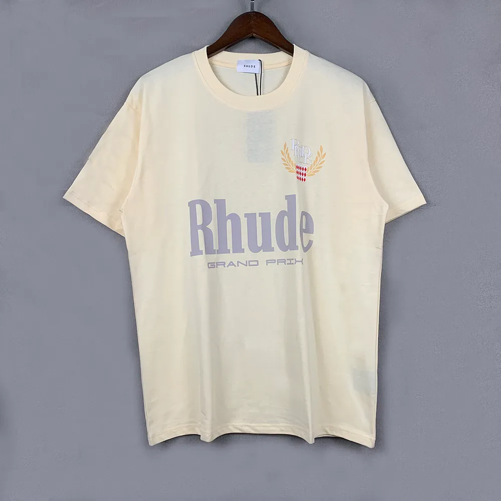 T-shirt Femme Rhude T-shirt Summer Designer T-shirt Hommes T-shirts Tops Lettre de luxe Imprimer Chemise Hommes Femmes Vêtements à manches courtes S-XXL lakah GSRG