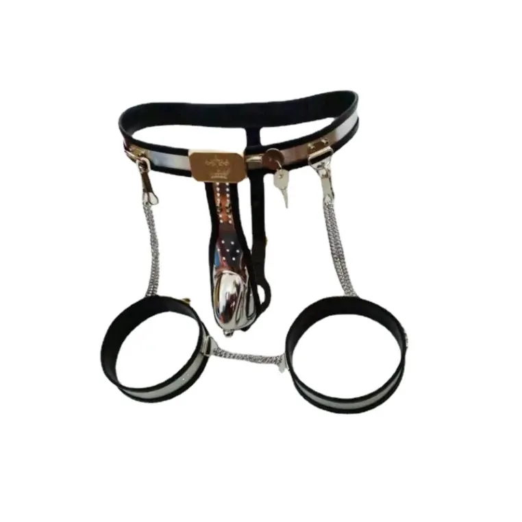 Chastity Devices New Stainless Steel Bra T-Model Fully Adjustable Lockable Female Devices Belt With Ankle Restraint Anklecuff Bondage360