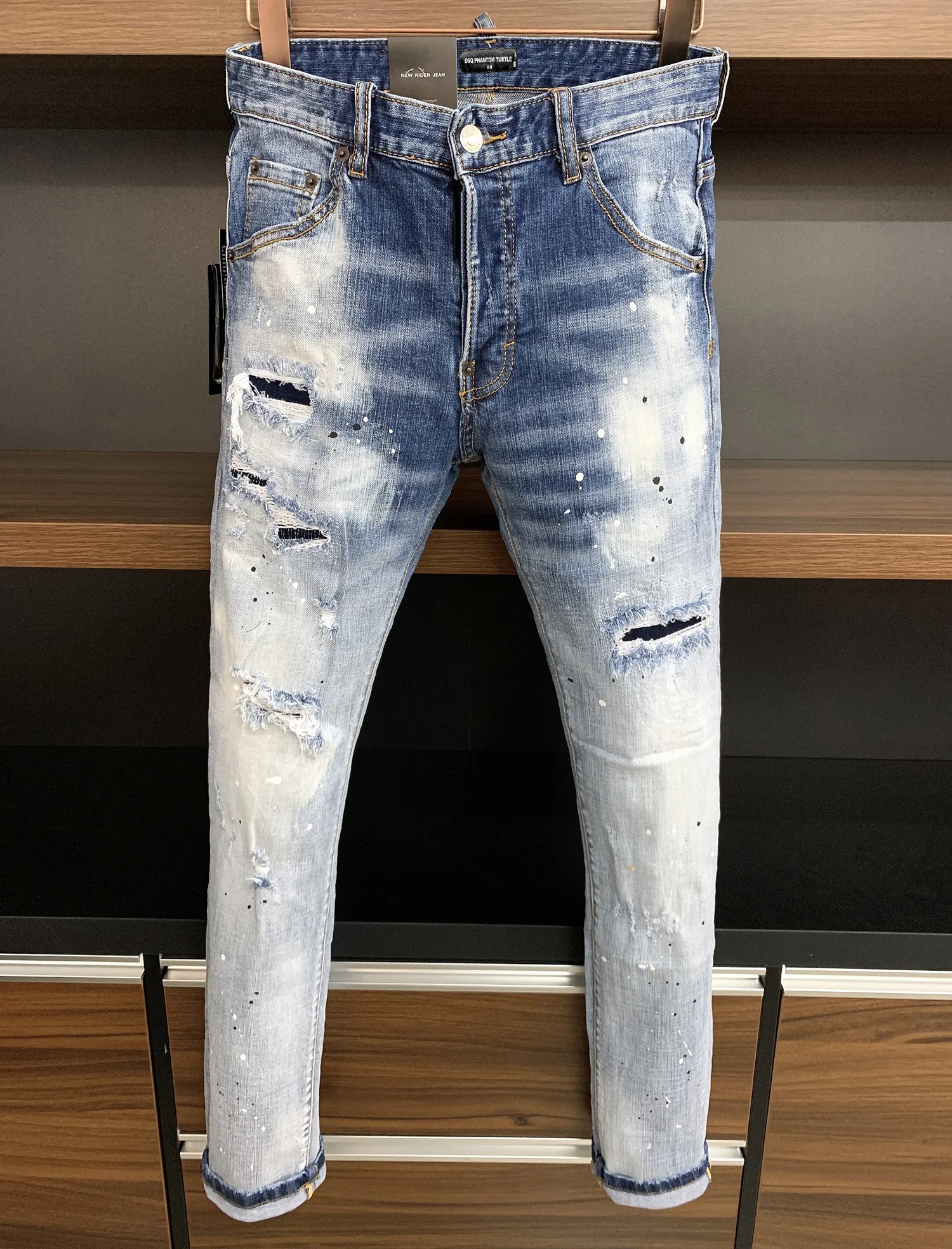 DSQ PHANTOM TURTLE Jeans da uomo Classic Fashion Jeans da uomo Hip Hop Rock Moto Mens Design casual Jeans strappati Distressed Skinny Denim Biker Jeans 6915