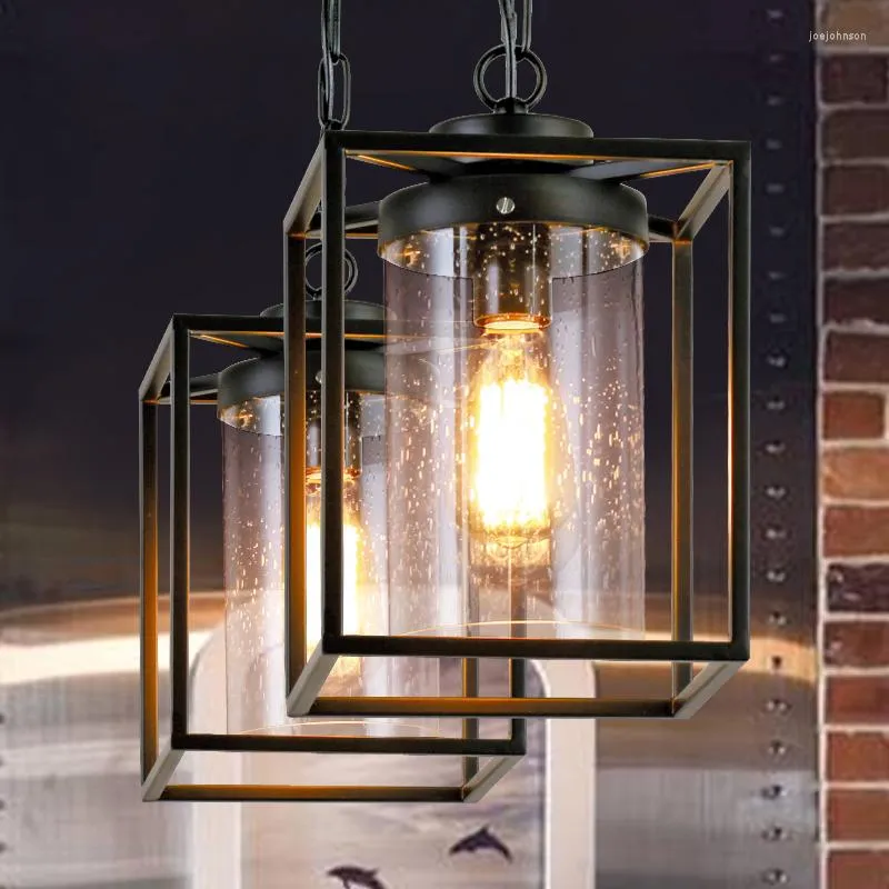 Lampade a sospensione American Loft Glass Single Iron Iron Industriale Rain goccia industriale Rustico soggiorno moderno ristorante ingresso balcone