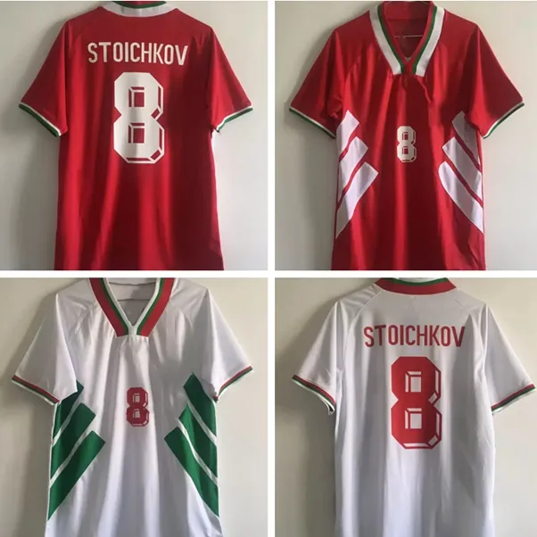 1994 Retro Bulgarien fotbollströjor Stoichkov Nikolalvanov-skjortor Maillot Camisa Vintage Away Futebol Jerseys Home Football Shirt Kits Camiseta de Futbol Size S-XXL