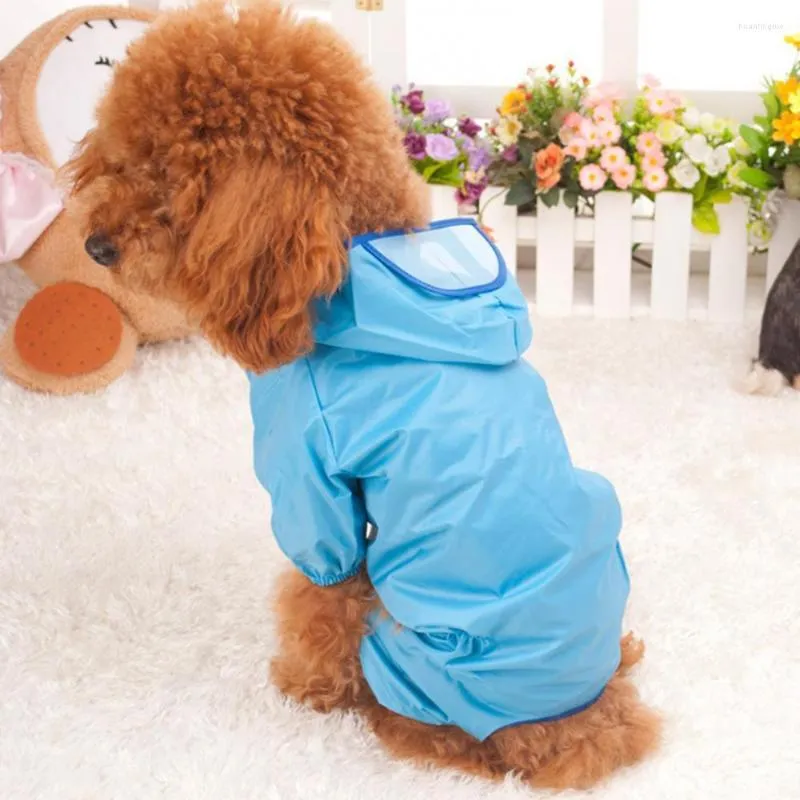 Abbigliamento per cani Blu Outdoor Impermeabile Felpe con cappuccio per il tempo libero Giacca impermeabile Costume per cuccioli Forte estate allentata