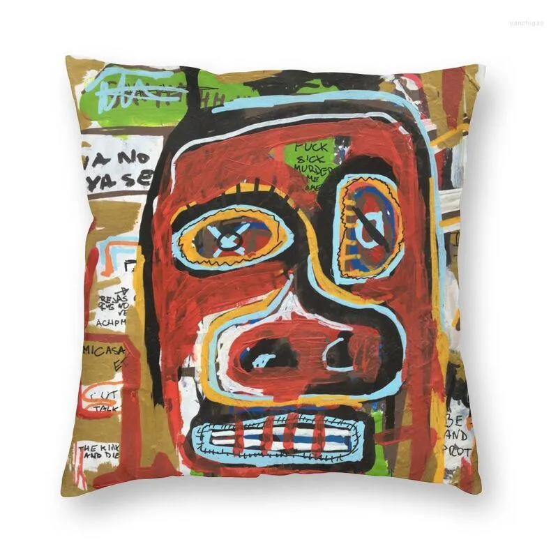 Kissen Die Gesichtsabdeckung 3D -Druck Jean Michel Basquiat Quadratbodenhülle für Wohnzimmer Kissenbezug Home Decorative