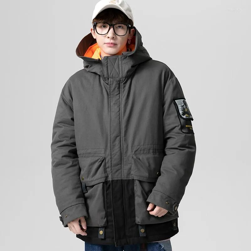 Mäns ner Winter Cargo Puffer Jackets Fashion Hooded Thick Warm 90% White Duck Coats Male Outerwear Youth Clothing JK-937