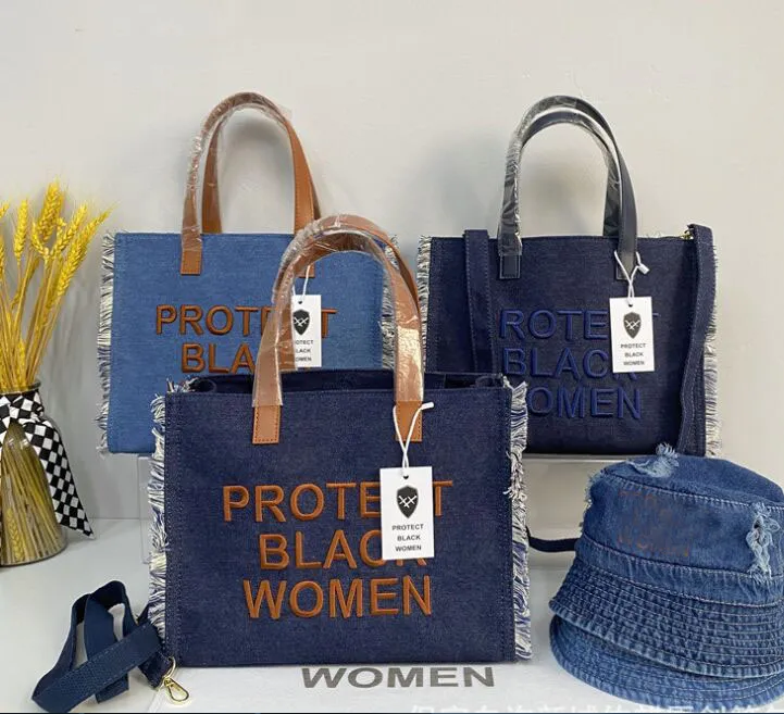 Bolsas de compras femininas Designer de luxo Bolsa Protect Pessoas Negras Bolsas de Jeans Bolsas de Jeans Bolsas de ombro de marca famosas para mulheres R230312