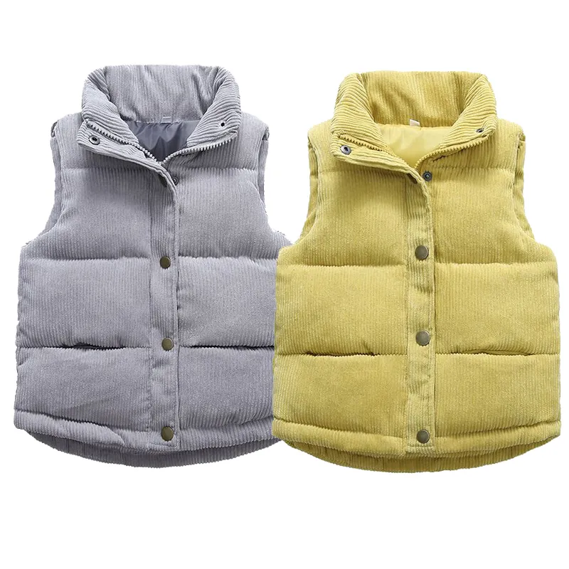 Waistcoat Kids Warm Vest Winter Girls Boys Thicken Corduroy Outerwear Children Teens Cotton Jackets For 210 Years 230311