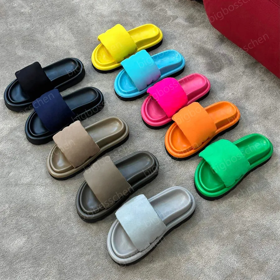 Luxury Designer slides Mules Slippers Sandals Ladies Flat Shoes Pool Pillow Comfort Embossed Copper Triple Black Pink Ivory Summer Outdoor Casual Beach Shoe 35-45