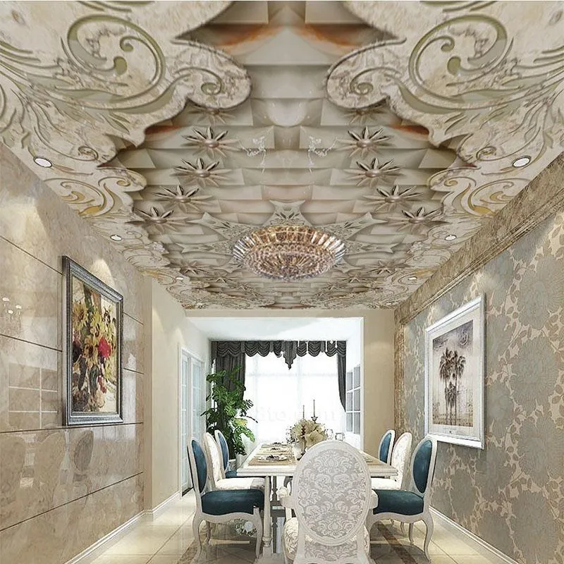 Wallpapers po wallpaper 3d luxe marmeren plafond muurschilderingen woonkamer slaapkamer dineren huisdecoratie fresco papel de parede 3 d