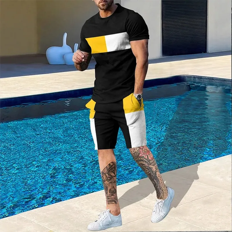 Herrspårar Men Tracksuit 3D Printed T Shirt Shorts Sportwear Herrkläder Suit Man Overdimensionerad jogger casual set Summer Streetwear Suit 230311