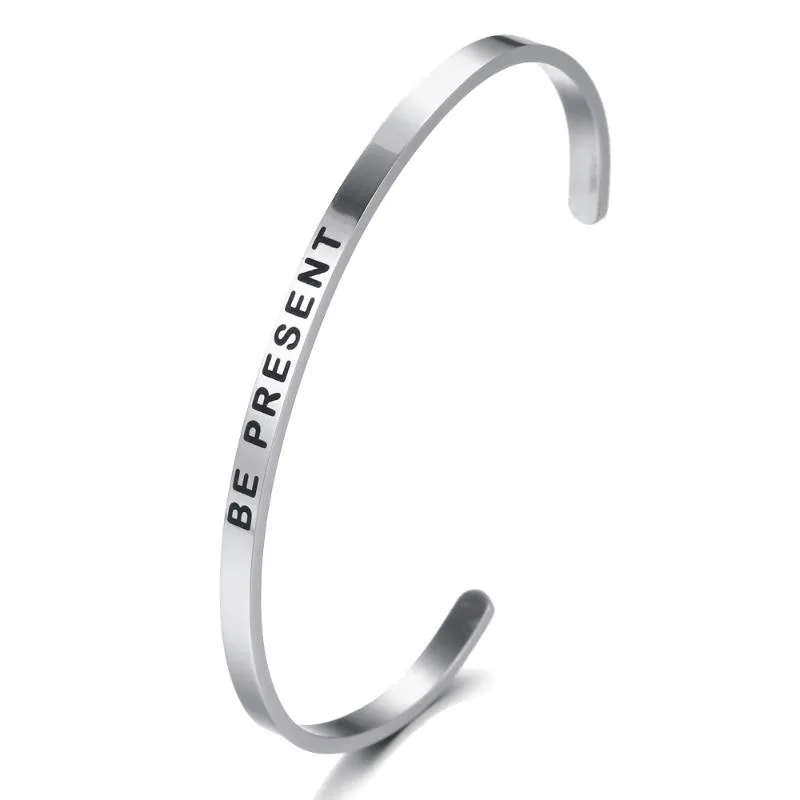 Bangle anpassade ordstäv citat graverade vara nuvarande vänskap kärlek'bracelet mantra smycken personlig inspirerande armband