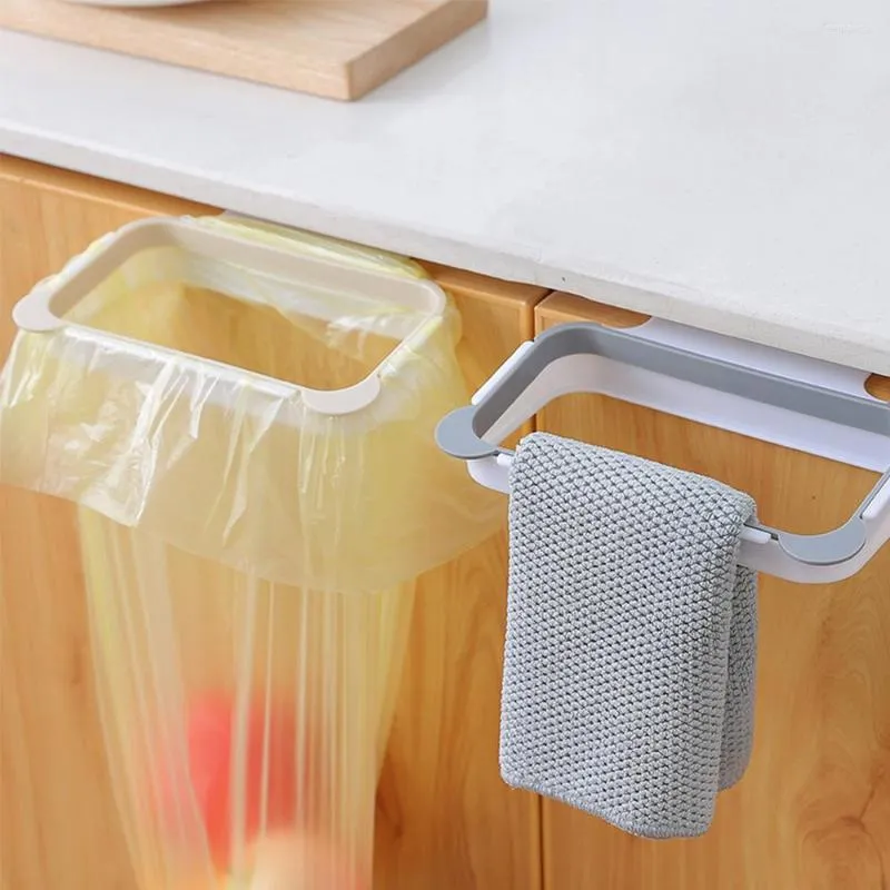 Kitchen Storage Portable Trash Can Hanging Garbage Bag Holder Bin Rack Hook Scouring Pad Dry Shelf For Tools