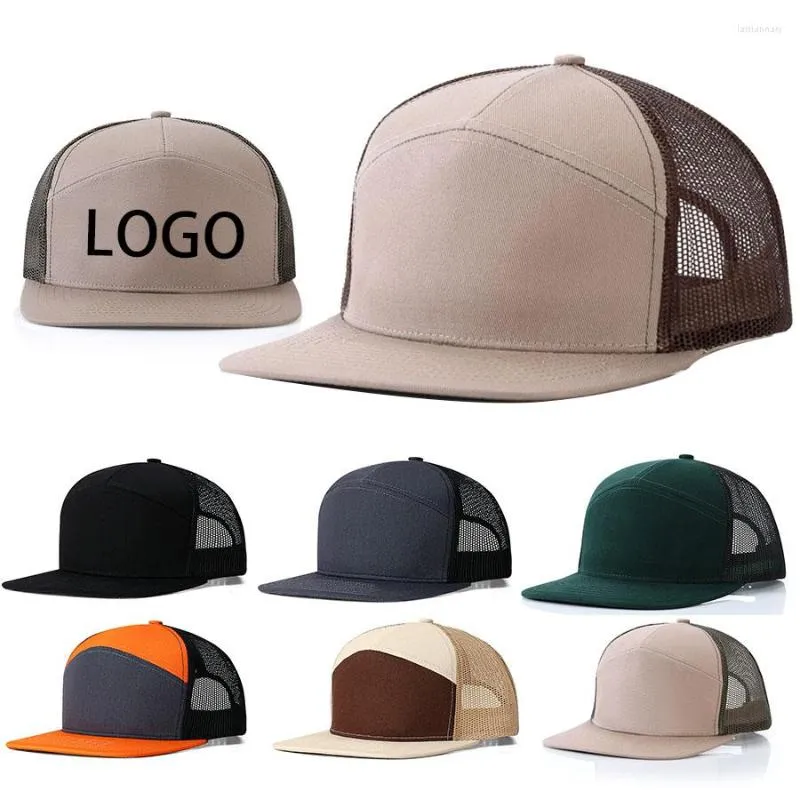 Cappellini da baseball Berretto da baseball in maglia a sette pannelli di alta qualità di alta qualità Stampa personalizzata Logo ricamato Cappelli snapback personalizzati per uomo Donna