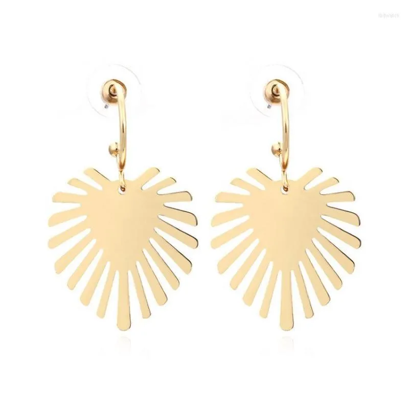 Hoop Earrings Gold Filled Monstera Leaf For Women Boutique Jewelry