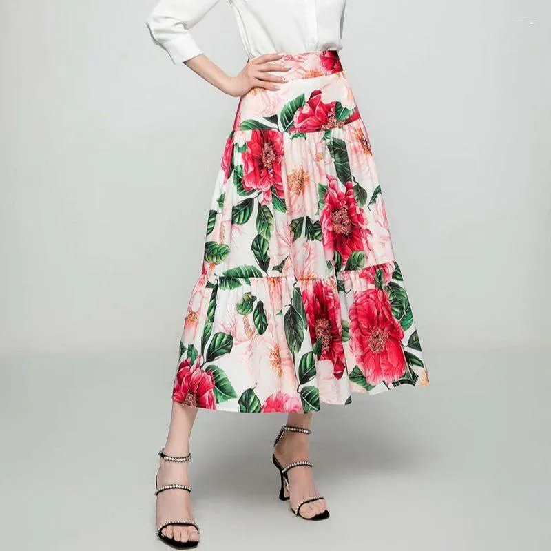Bohemian Rose Flower Print Floral Long Floral Midi Skirt For Bohemian Rose Flower Print Floral Long Floral Midi Skirt For