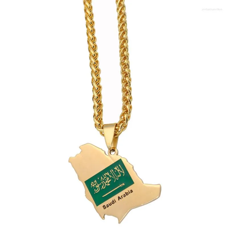 Colliers pendants ZKD SAUDI ARBIA MAP NATIONAL Collier en acier inoxydable