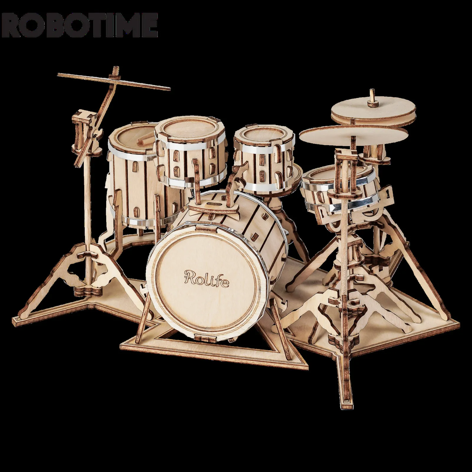 3D Puzzles Robotime 3D Instrumento musical Música de caça de caça de madeira Drum saxofone 4 Tipos Diy Kit Accordeion Voy Toy Presente para Crianças 230311