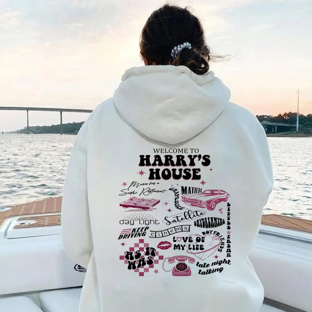 Dam Luvtröjor Sweatshirts Welcome To Harry's House Luvtröja HS Love on Tour Hooded Sweatshrit Dam Y2K Estetisk Pullover TPWK Kawaii 230311