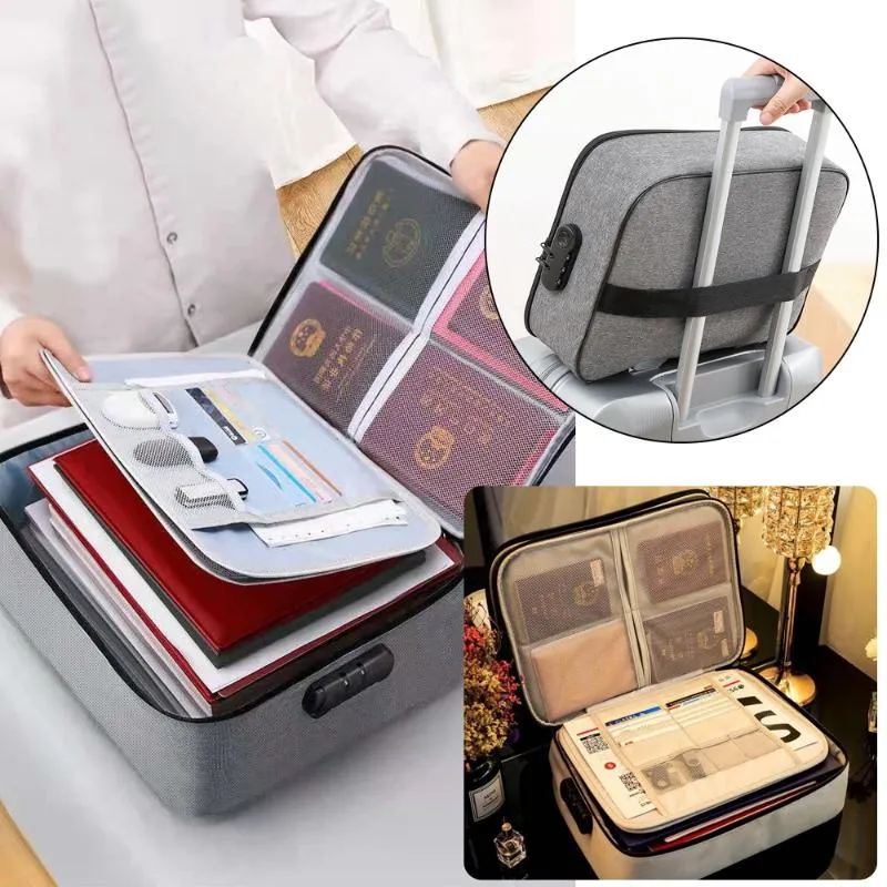 Briefcases Large Document Storage Bag Files Lockable Office Folder Ticket Certificates Password Lock Bags Passport OrganizerBriefcases