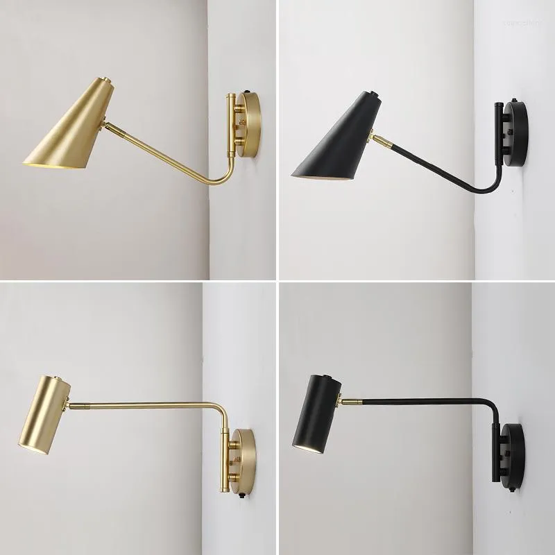 Lâmpadas de parede (fonte de luz gratuita) LED com interruptor e27 Lâmpada de arco de ângulo ajustável para quarto de quarto/banheiro/cabeceira de cabeceira