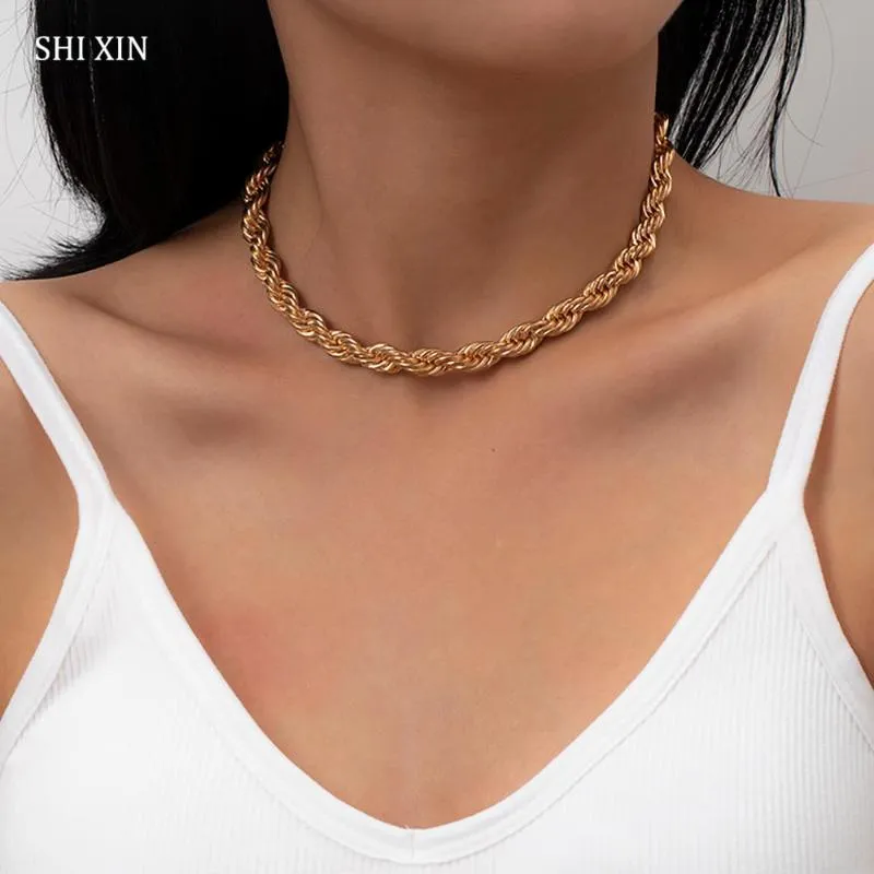 Choker Punk Chunky Colar Twisted Dicke Kette Halskette Für Frauen Hip Hop Kurz Am Hals Schmuck Mode Halsreifen