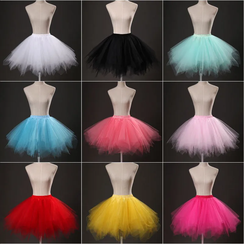 Ny Short Petticoat Tulle kjolar Kvinnor Elastiska stretchiga lager Summer vuxen tutu kjol swing underskirt