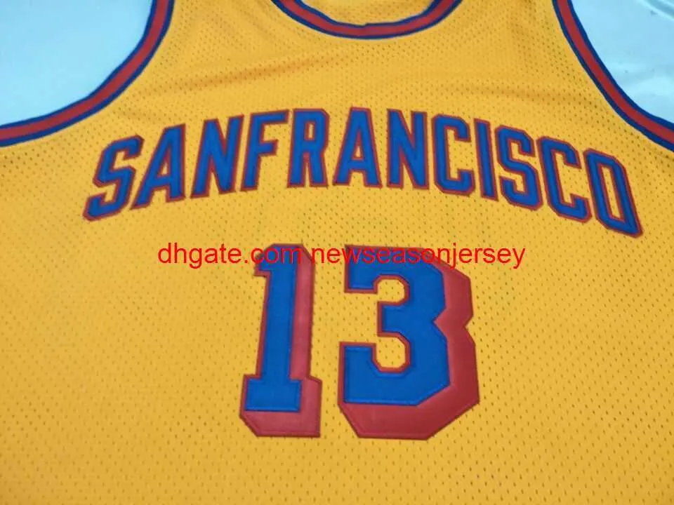 13 Sanfrancisco 1962-63 Wilt Chamberlain College Basketball Jersey personnalisé n'importe quel maillot de numéro de nom