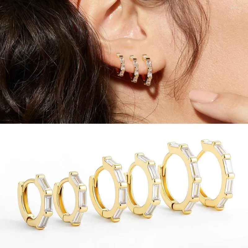 Boucles d'oreilles créoles 3 paires classique carré Zircon CZ Piercing cercle ensemble pour femmes mode Cartilage Huggie boucle d'oreille bijoux de fiançailles