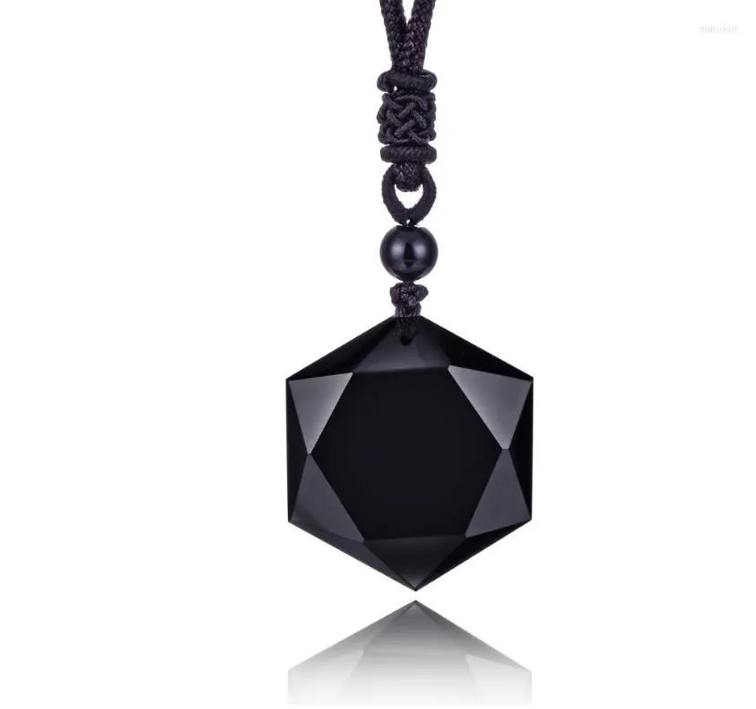 Pendentif Colliers Drop Collier d'obsidienne noire Star de RongDe Lucky Love Bijoux en cristal avec corde gratuite