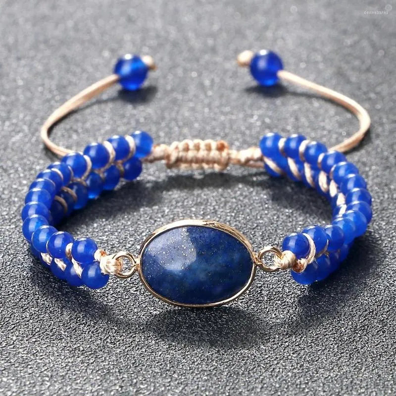 Strand Lapis Lazuli Agates Wiselant Bracelets Men Classic 4mm Natural Stone Ręcznie robione opaskę Banles Banles Banles Women Trend Inerenda biżuteria