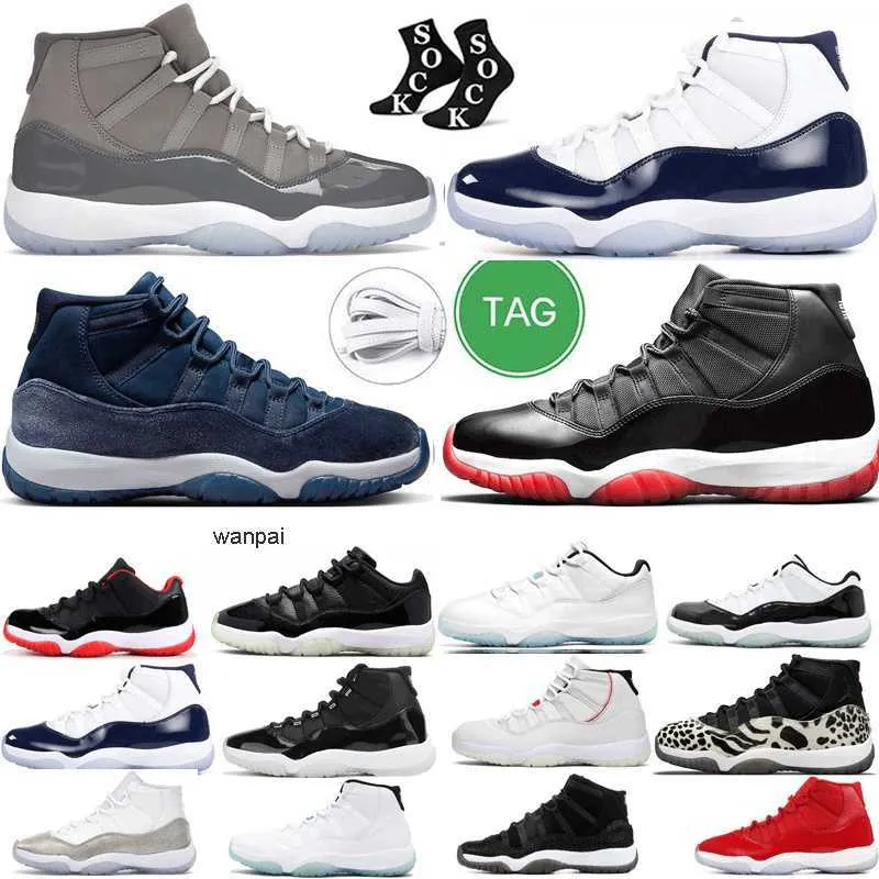 Criado Cool Grey Midnight Navy Velvet Cherry Jumpman 11 Tênis de Basquete Baixo 25º Aniversário Metálico Prata Puro Violeta Mens Treinadores Esporte