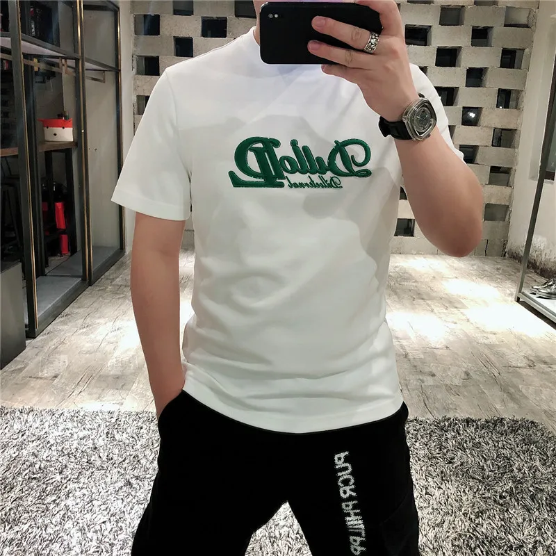 Camisetas Para Hombre Manga Corta Nuevo Verano Estampado Delgado Carta Cuello Redondo Camisetas Top Moda Delgada Tendencia De Lujo Causal Ropa Para Hombre Tallas Grandes M 7XL De 25 05 DHgate