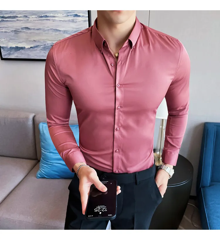 Camisetas Para Hombre Tallas Grandes 5XL M Estilo Britanico Camisa De Manga Larga Solida Ropa Para Hombres Simple Slim Fit Business Casual Chemise Homme Ropa Formal 230311 De 10 31 DHgate