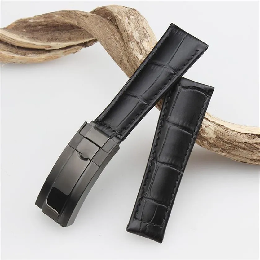 New 20mm Black Green Brown Blue Genuine Leather Watchband Watch Strap For Rolex gmt Watch for Rolex 116610LV262o