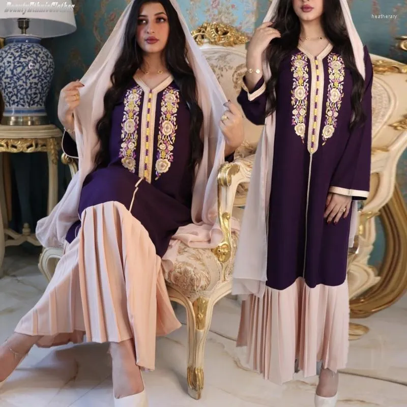 Ethnic Clothing Eid Ramadan Abaya Dubai Kaftan Muslim Women Dress Islamic Turkey Embroidery Robe Gown Moroccan African Dresses