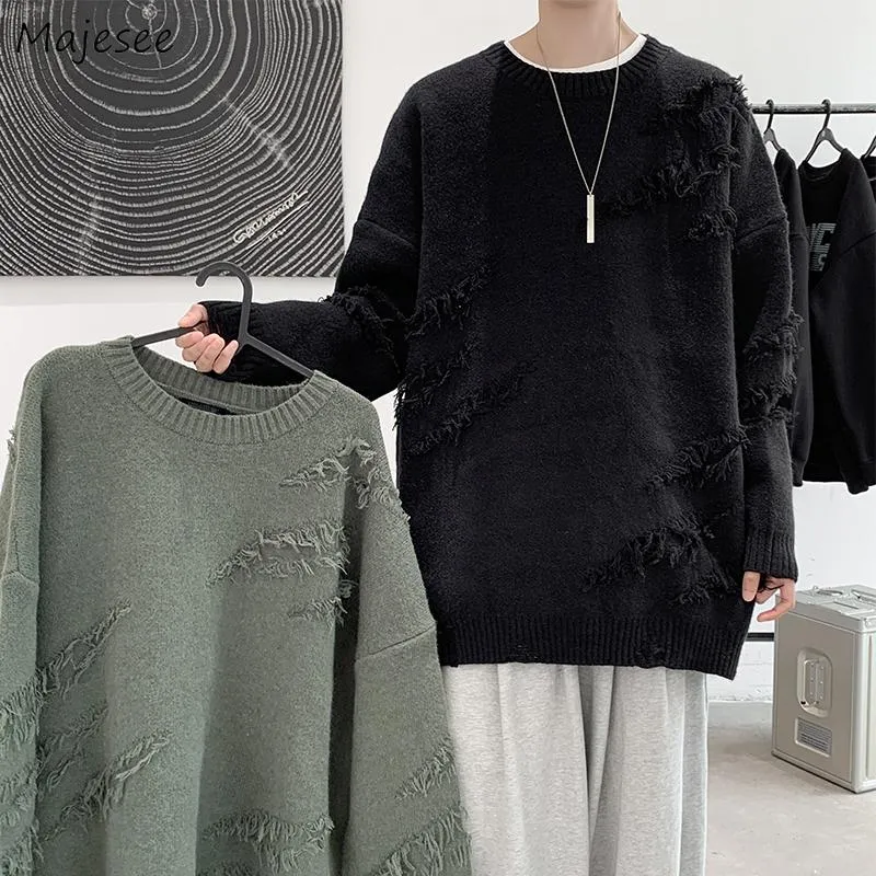 Men's Sweaters Men Hole Pullovers Hip- Distressed Baggy O-neck BF Harajuku Knitting Tops Autumn Winter Warm Couples Jumper StylishMen's Men'