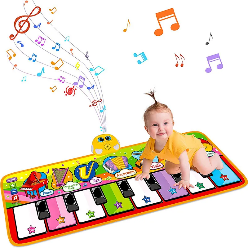Drums Percussion Kids Music Mat Piano Keyboard Musical Instrument Baby Music Mat Blanket Touch Play Mat Children Early Dance Educational Toys 230311